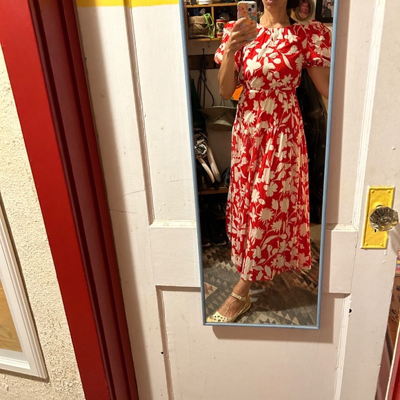 Red and white maxi dress with lower back cut out - Picture 8 of 8